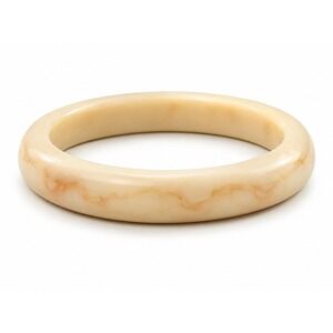 New Marbled Ivory Cream Plastic Bangle Bracelet Retro Minimalist Resin Style